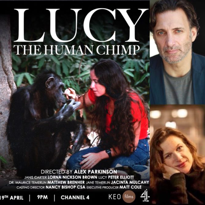 Matthew Brenher features in the documentary film “Lucy The Human Chimp” as “Dr. Maurice Temerlin” on Monday 19th April at 9pm on Channel 4, and US Premiere on HBO Max on the 29th April, with casting by Nancy Bishop.
